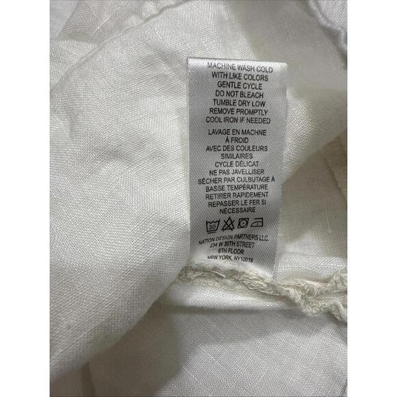 Andrea Jovine Quiet Luxury Minimalist Basic Organic 100% Linen White Blouse Top - Picture 14 of 15